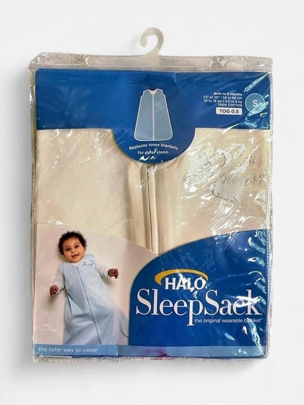 NWT HALO SleepSack 100% Cotton Wearable Blanket Cream Small 0-6 mo Boho Coastal